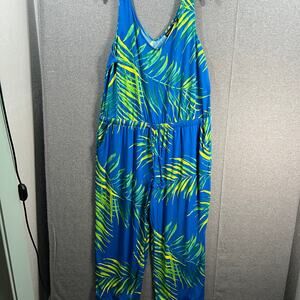 AmberNoon II Petite UPF 50 Cropped Painted Ju Sapphire Palm Petite 1X